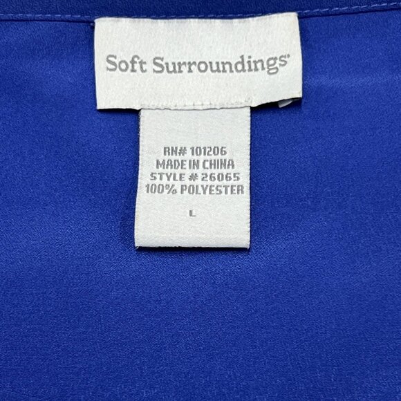 Soft Surroundings Dress Women L Blue Satin Abstract Mini Sheath Boat Neck Artsy - Picture 7 of 7